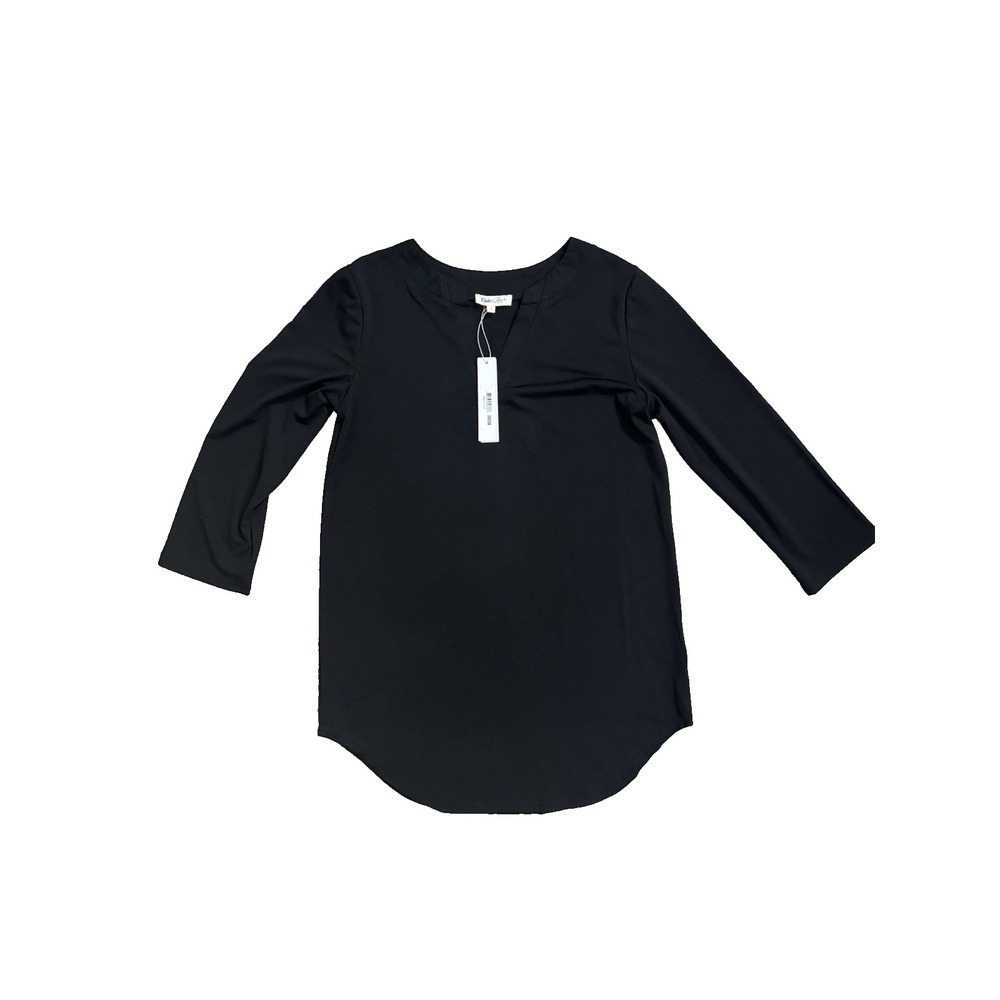 NWT Elsie & Zoey Women's S loose blouse Black V-neck‎